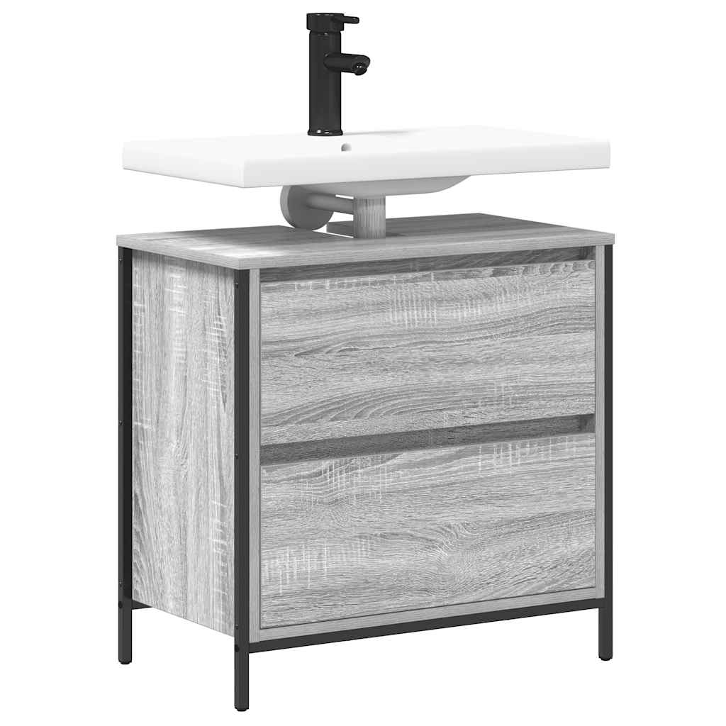 vidaXL Badkamerkast met lades 60x34,5x60 cm zwart eikenkleurig