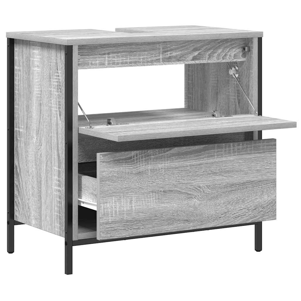 vidaXL Badkamerkast met lades 60x34,5x60 cm zwart eikenkleurig