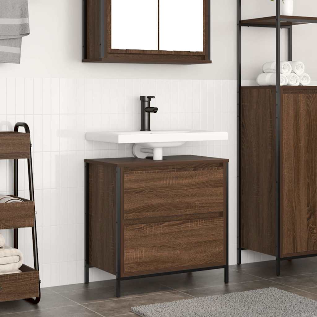 vidaXL Badkamerkast met lades 60x34,5x60 cm zwart eikenkleurig