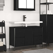 vidaXL Wastafelkast met lades 90x34,5x60 cm zwart eikenkleurig