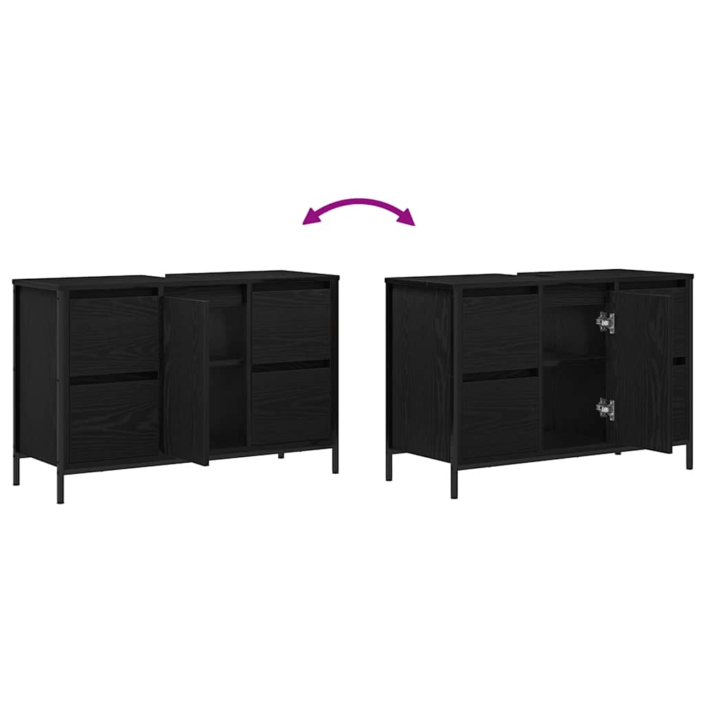vidaXL Wastafelkast met lades 90x34,5x60 cm zwart eikenkleurig