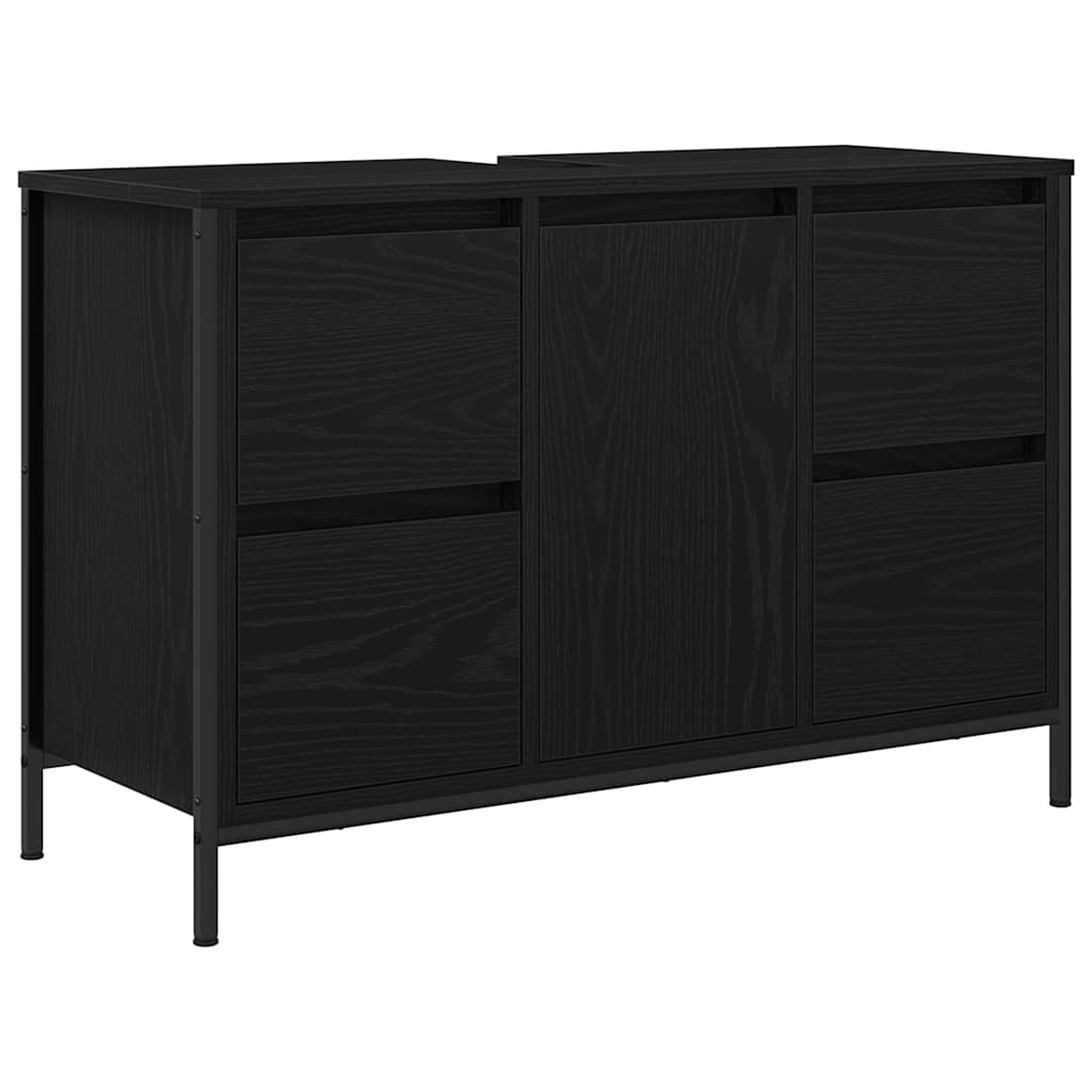 vidaXL Wastafelkast met lades 90x34,5x60 cm zwart eikenkleurig