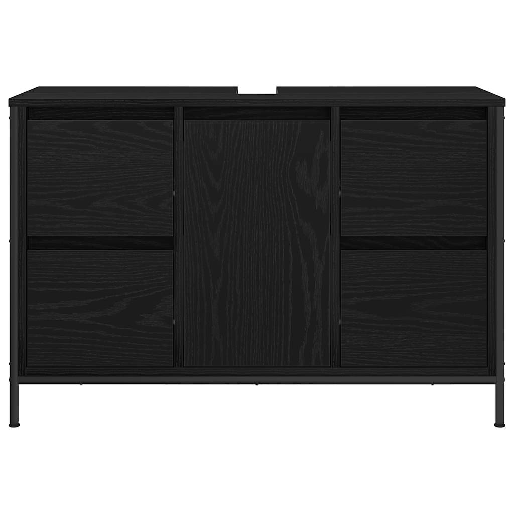 vidaXL Wastafelkast met lades 90x34,5x60 cm zwart eikenkleurig