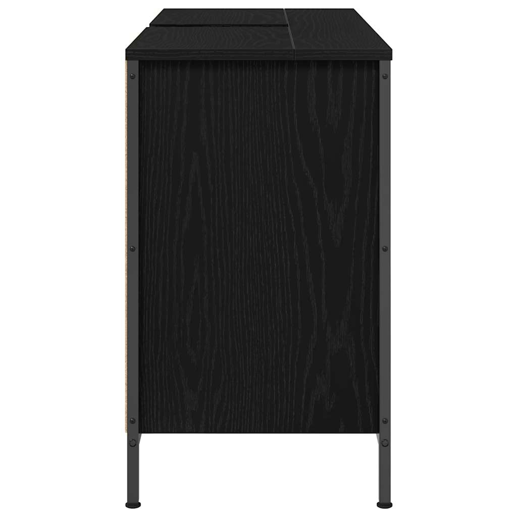 vidaXL Wastafelkast met lades 90x34,5x60 cm zwart eikenkleurig