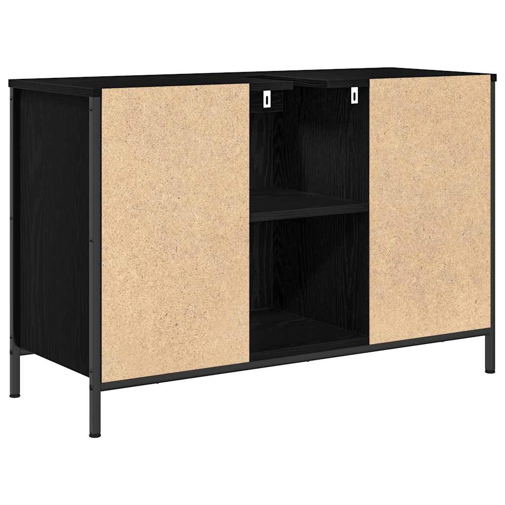 vidaXL Wastafelkast met lades 90x34,5x60 cm zwart eikenkleurig