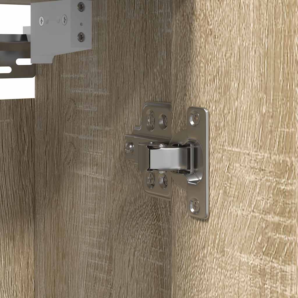 vidaXL Badkamerwandkast met spiegel 60x21x60 cm zwart eikenkleurig