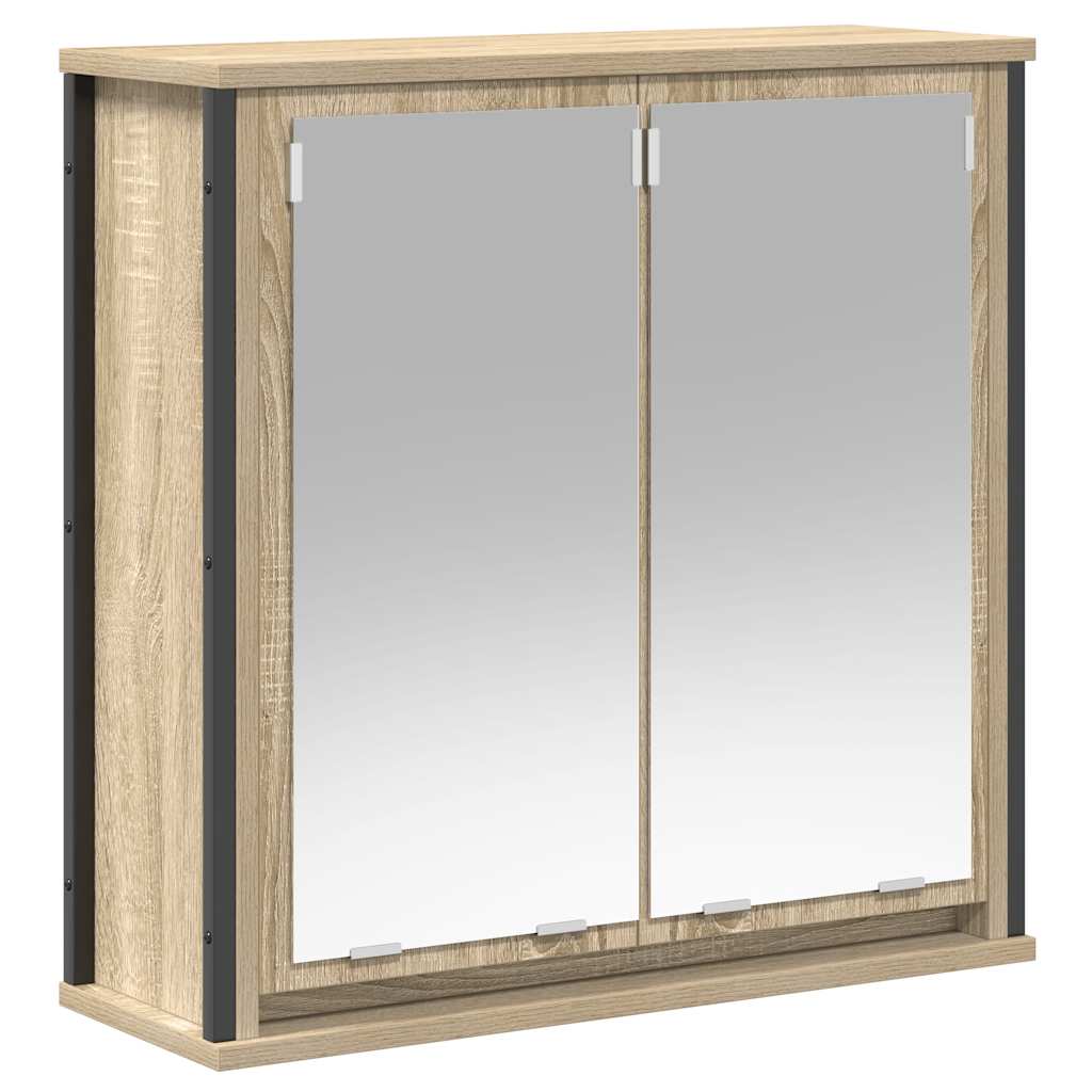 vidaXL Badkamerwandkast met spiegel 60x21x60 cm zwart eikenkleurig