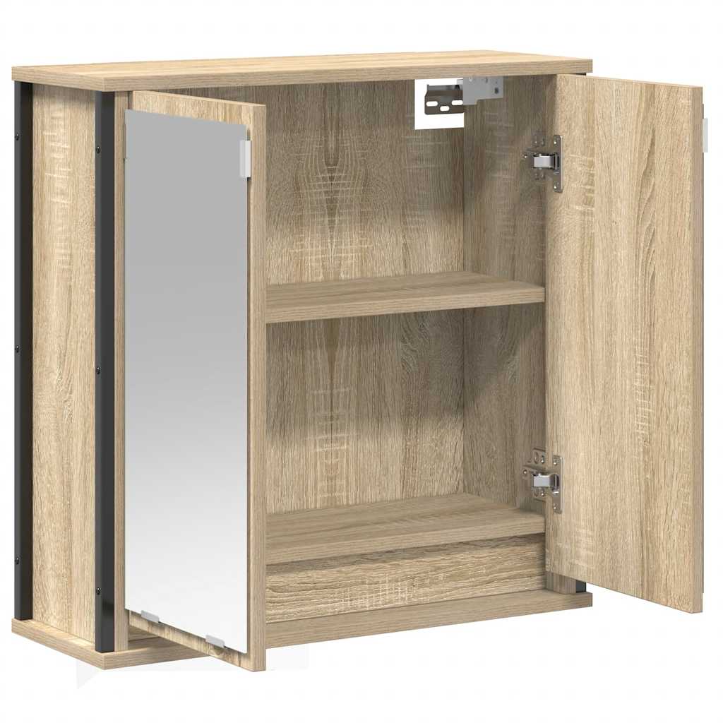 vidaXL Badkamerwandkast met spiegel 60x21x60 cm zwart eikenkleurig