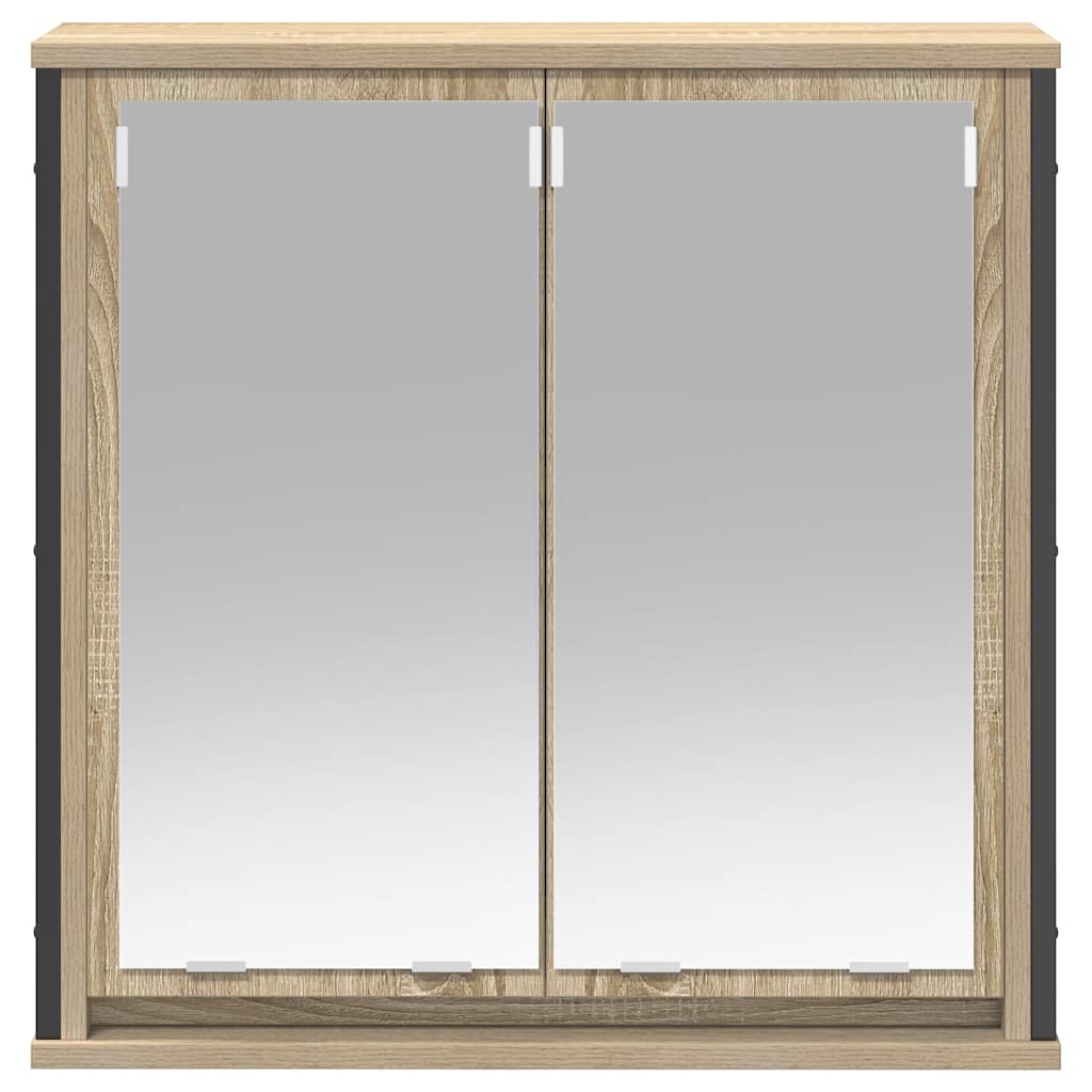 vidaXL Badkamerwandkast met spiegel 60x21x60 cm zwart eikenkleurig