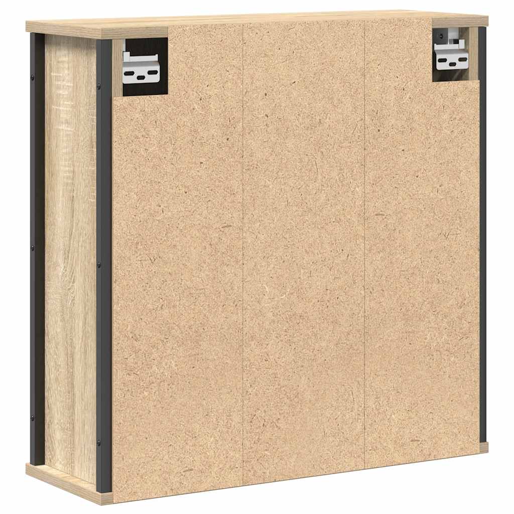 vidaXL Badkamerwandkast met spiegel 60x21x60 cm zwart eikenkleurig