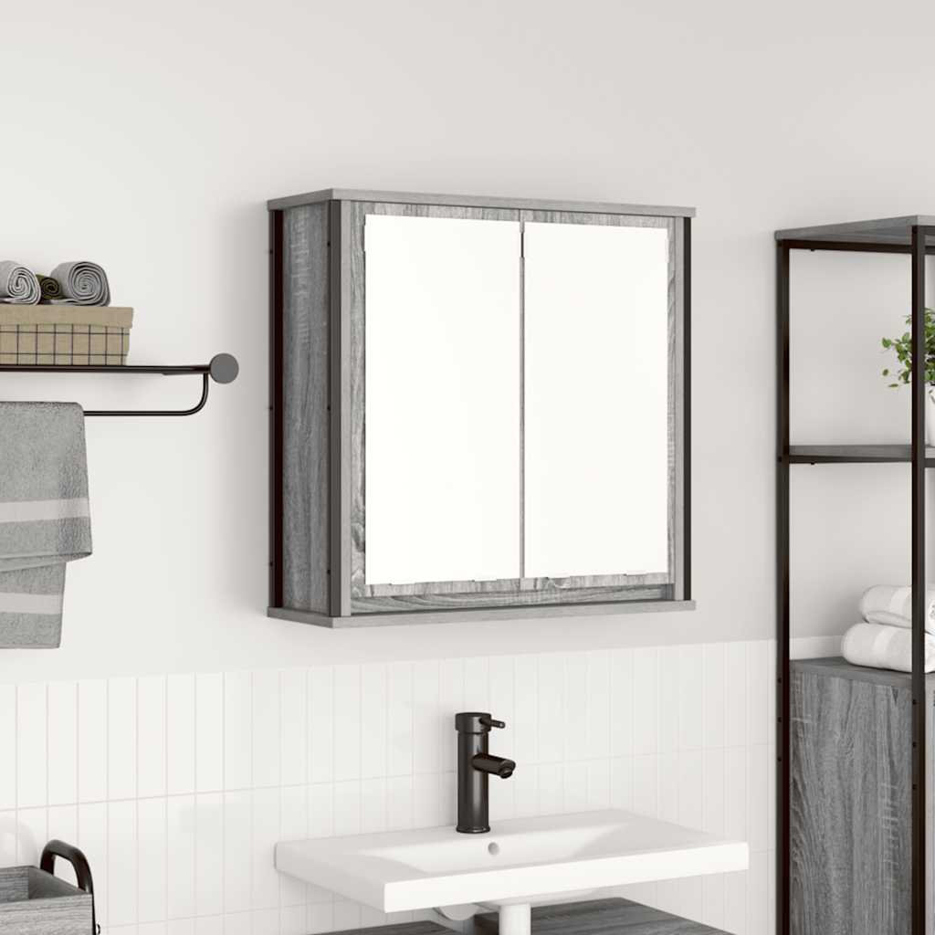 vidaXL Badkamerwandkast met spiegel 60x21x60 cm zwart eikenkleurig