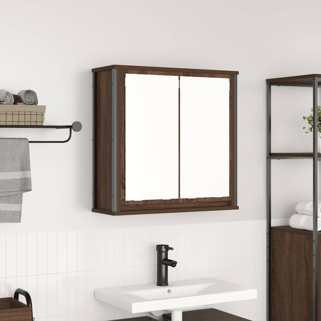 vidaXL Badkamerwandkast met spiegel 60x21x60 cm zwart eikenkleurig