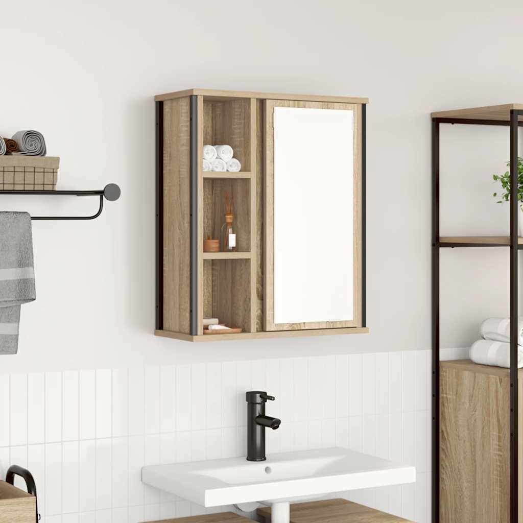 vidaXL Badkamerwandkast met spiegel 50x21x60 cm eikenkleurig
