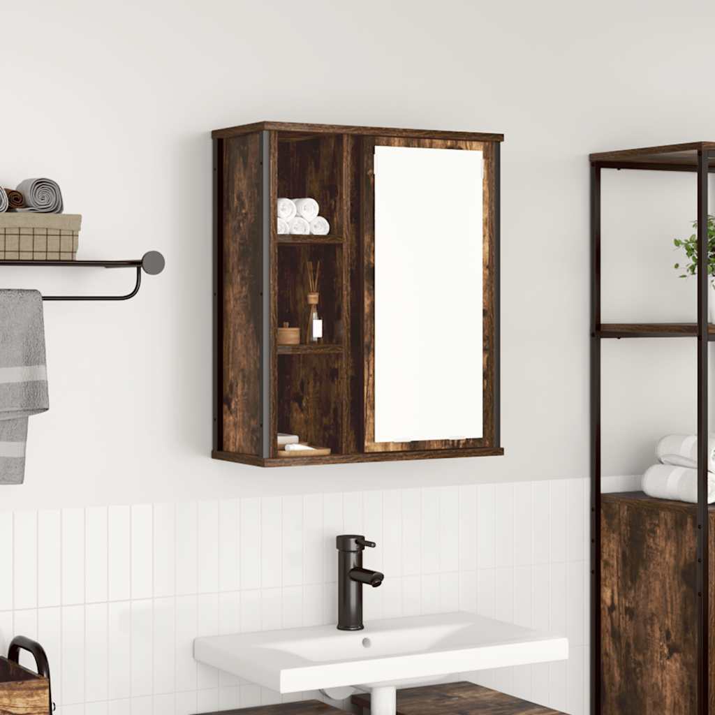vidaXL Badkamerwandkast met spiegel 50x21x60 cm eikenkleurig
