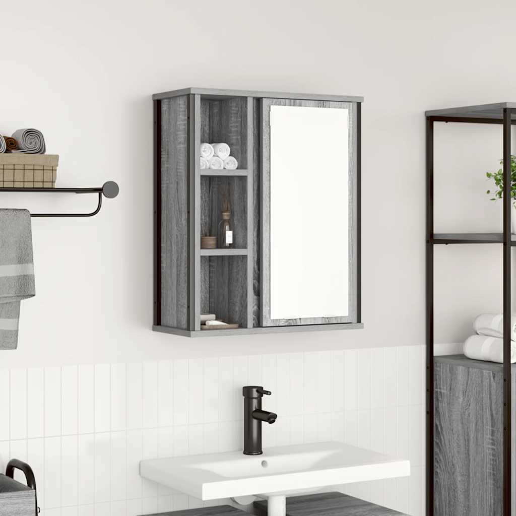 vidaXL Badkamerwandkast met spiegel 50x21x60 cm eikenkleurig