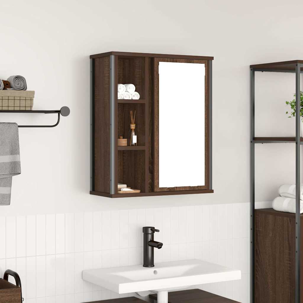 vidaXL Badkamerwandkast met spiegel 50x21x60 cm eikenkleurig