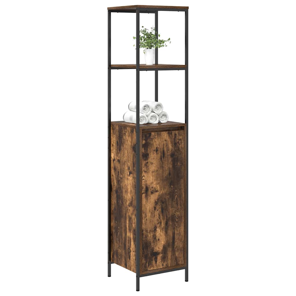 vidaXL Badkamermeubel met planken 36x35x165 cm zwart eikenkleurig
