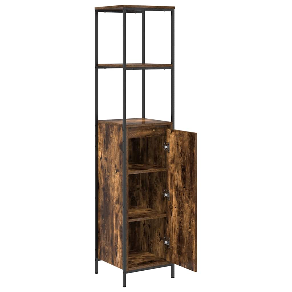 vidaXL Badkamermeubel met planken 36x35x165 cm zwart eikenkleurig