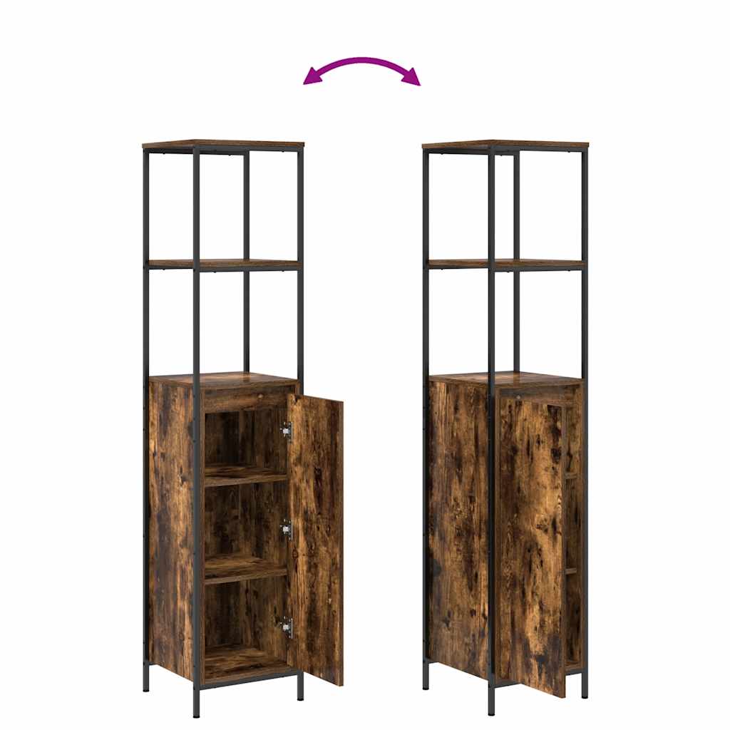 vidaXL Badkamermeubel met planken 36x35x165 cm zwart eikenkleurig