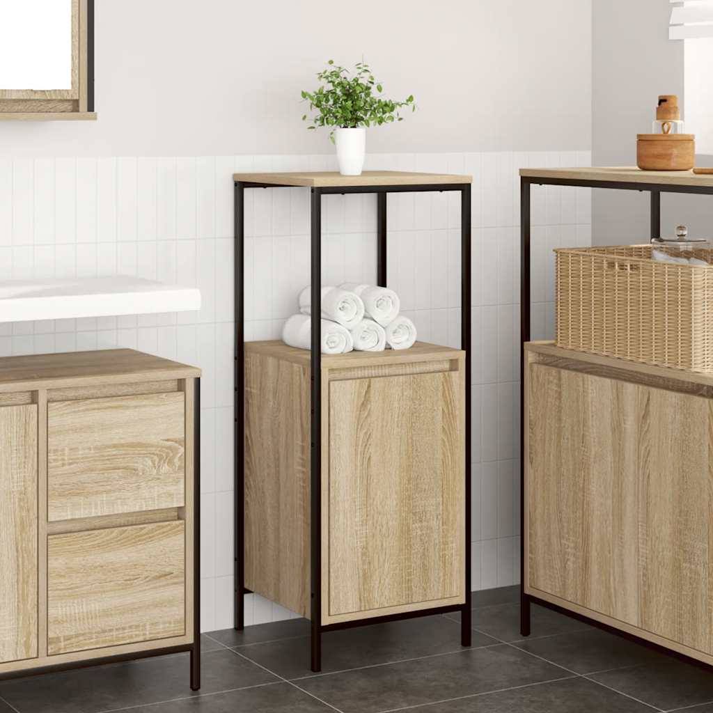vidaXL Badkamermeubel met planken 36x35x95 cm zwart eikenkleurig