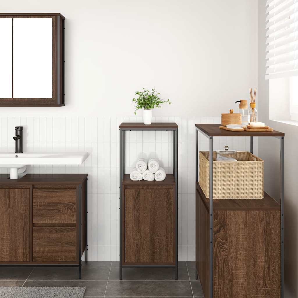 vidaXL Badkamermeubel met planken 36x35x95 cm zwart eikenkleurig