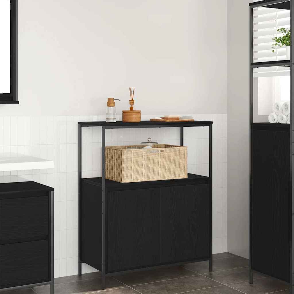 vidaXL Badkamermeubel met planken 76,5x35x95 cm zwart eikenkleurig