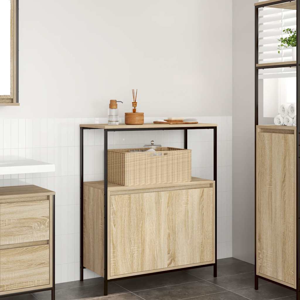 vidaXL Badkamermeubel met planken 76,5x35x95 cm zwart eikenkleurig