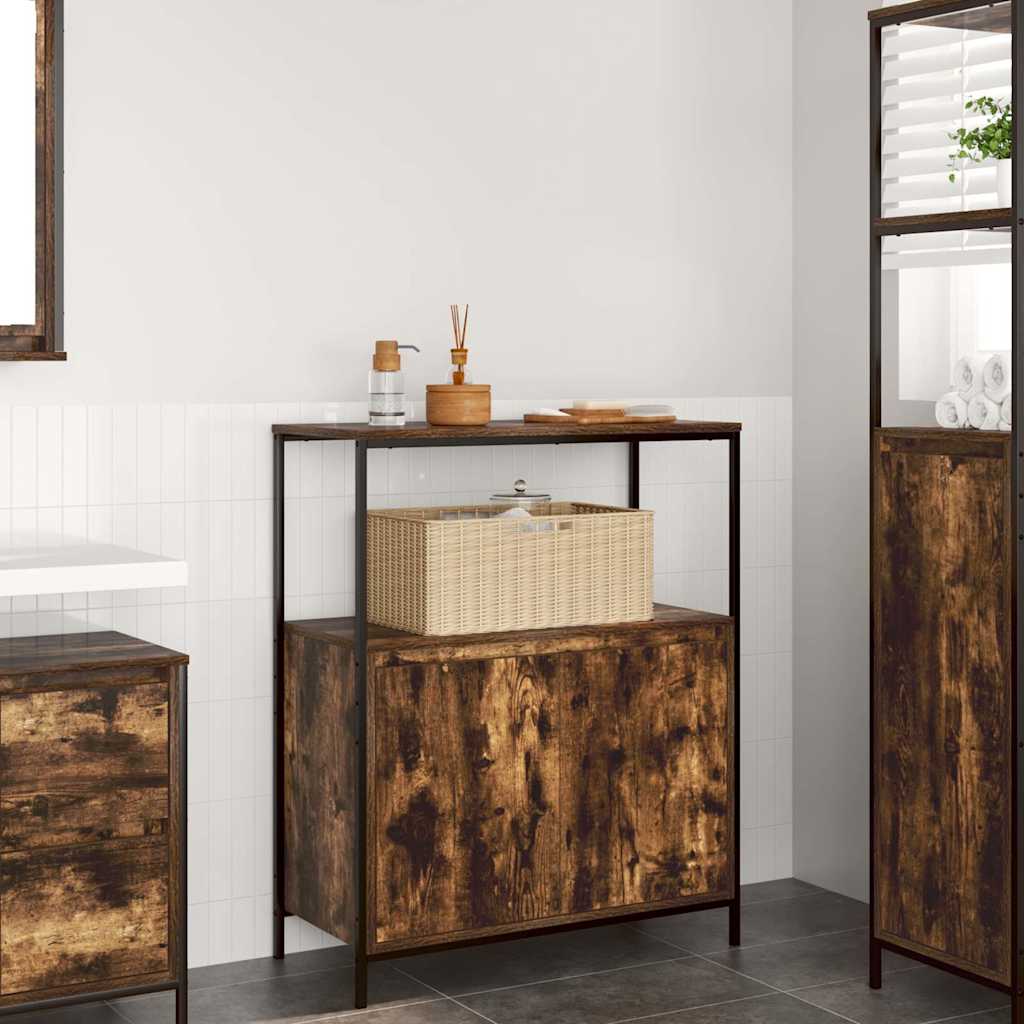 vidaXL Badkamermeubel met planken 76,5x35x95 cm zwart eikenkleurig