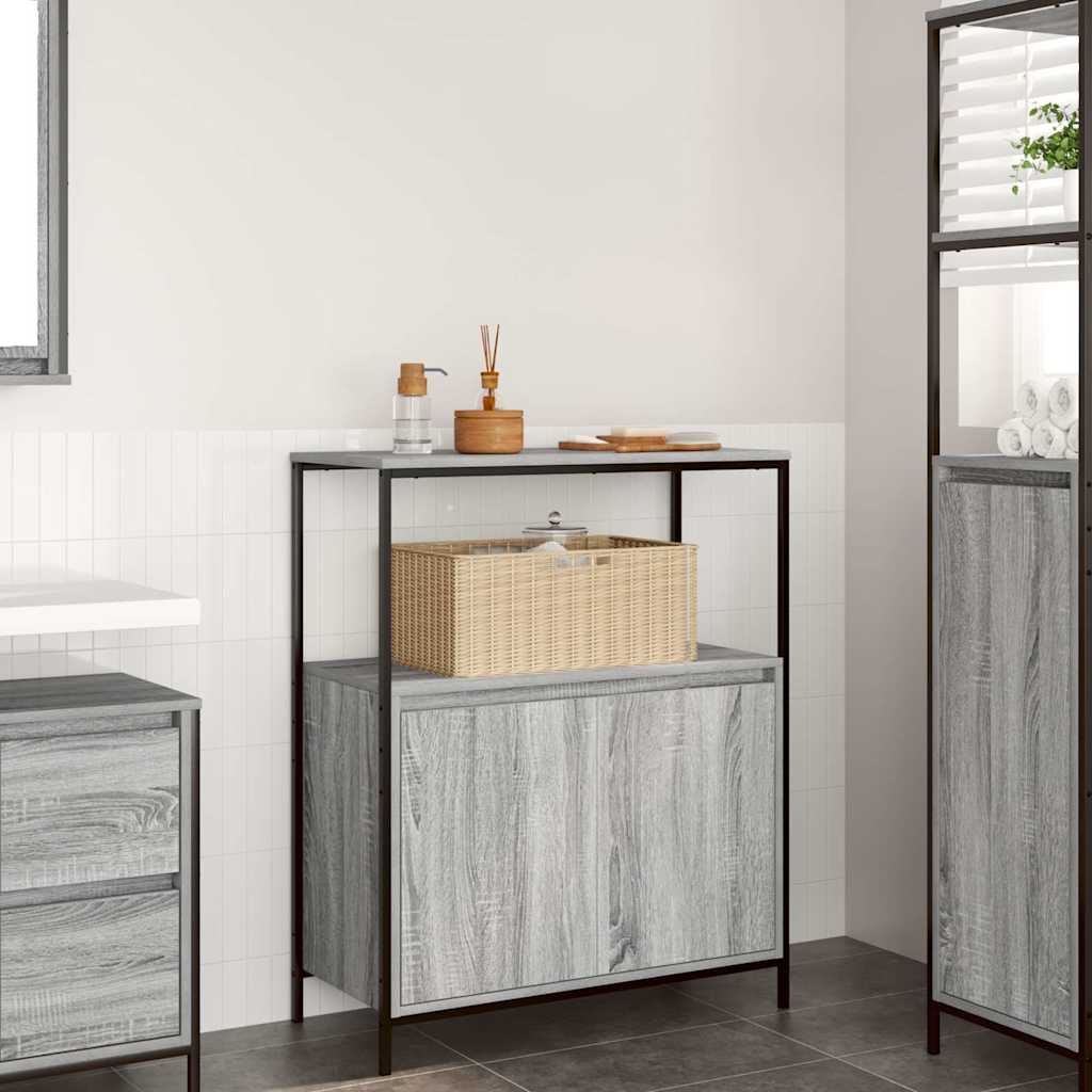 vidaXL Badkamermeubel met planken 76,5x35x95 cm zwart eikenkleurig
