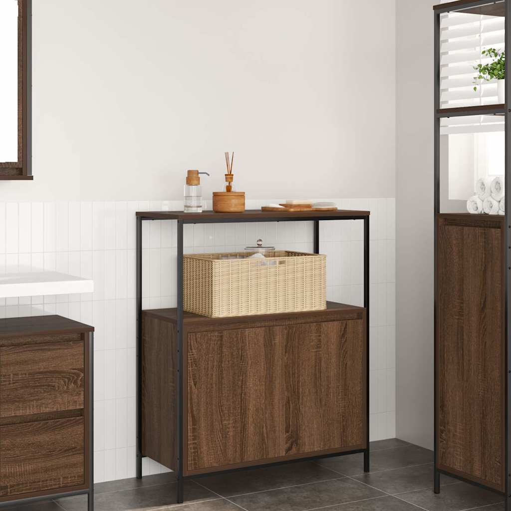 vidaXL Badkamermeubel met planken 76,5x35x95 cm zwart eikenkleurig