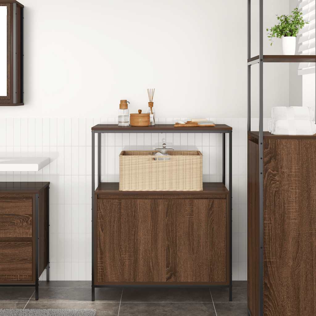 vidaXL Badkamermeubel met planken 76,5x35x95 cm zwart eikenkleurig