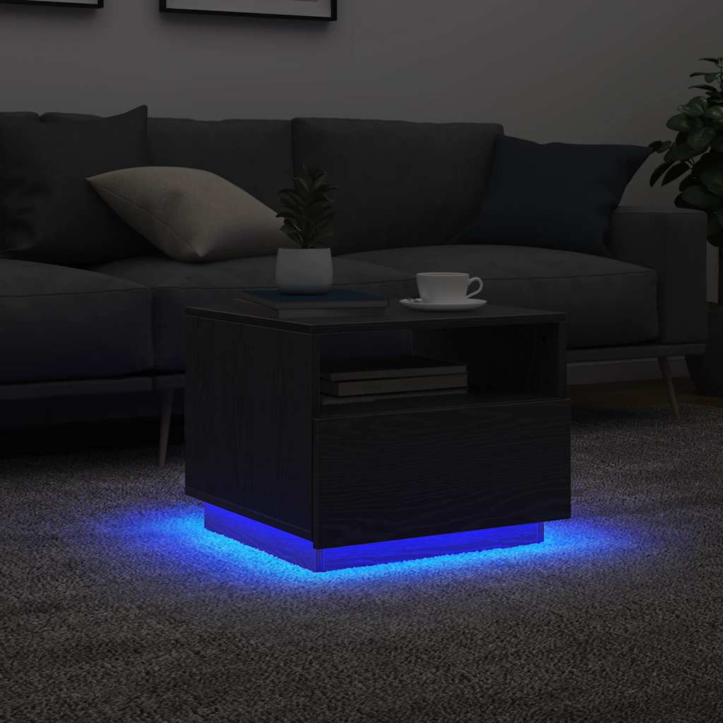 vidaXL Salontafel met LED-verlichting 50x49x40 cm zwart