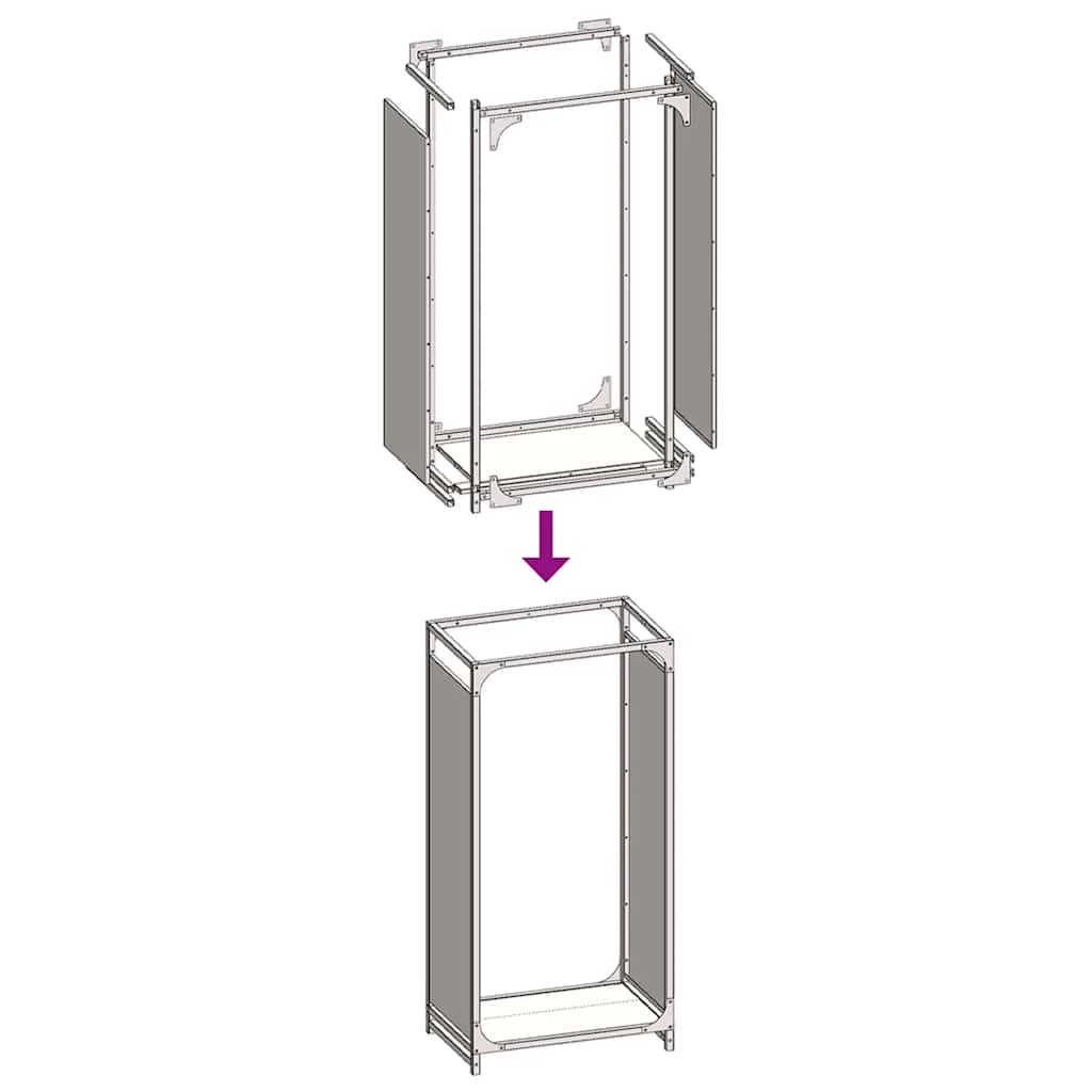 vidaXL Brandhoutrek 44x28x90 cm koudgewalst staal wit - Aashly