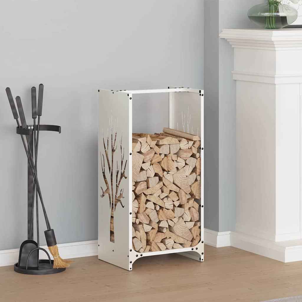 vidaXL Brandhoutrek 40x30x80 cm koudgewalst staal wit