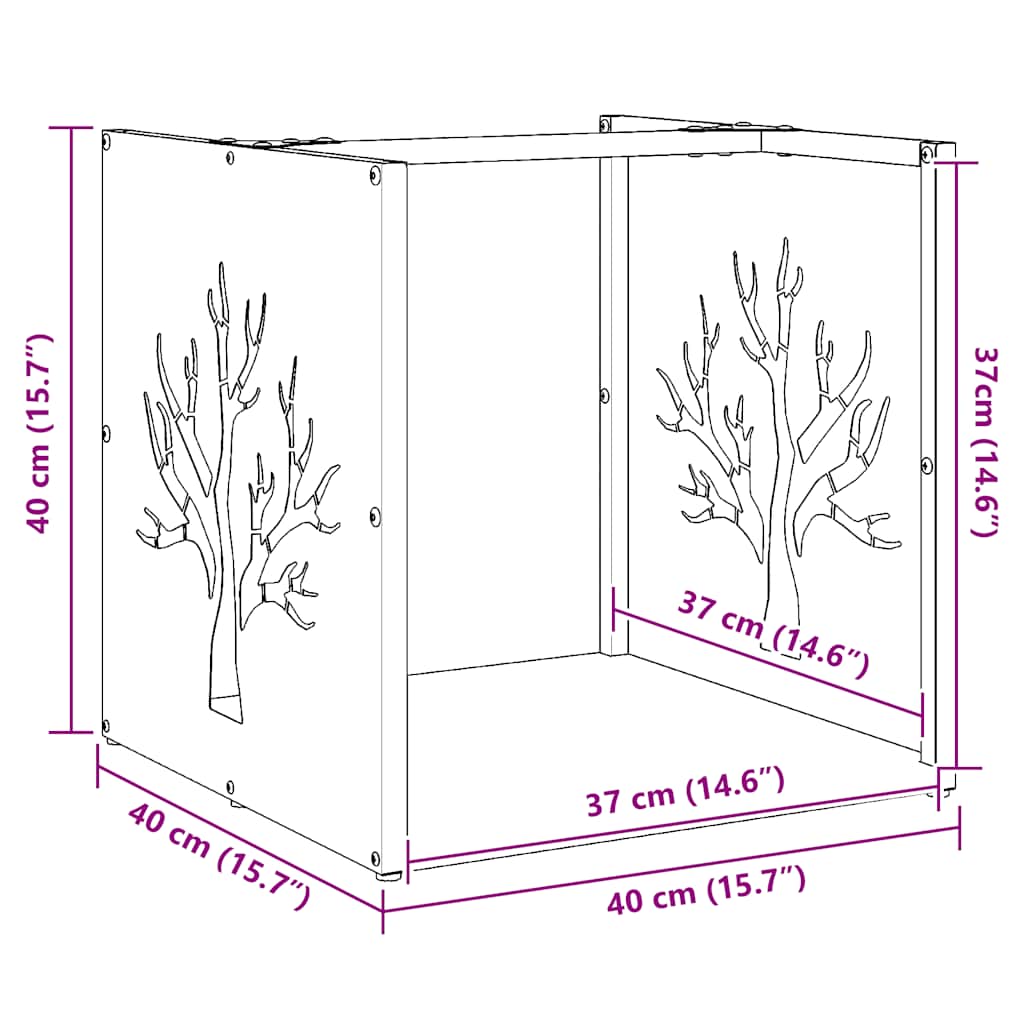 vidaXL Brandhoutrek 40x40x40 cm koudgewalst staal zwart