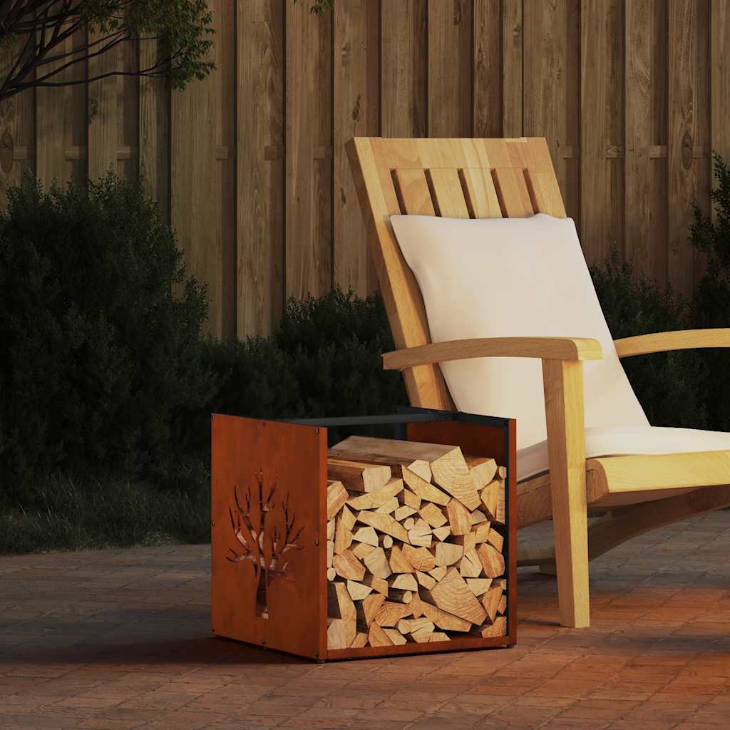 vidaXL Brandhoutrek 40x40x40 cm koudgewalst staal zwart
