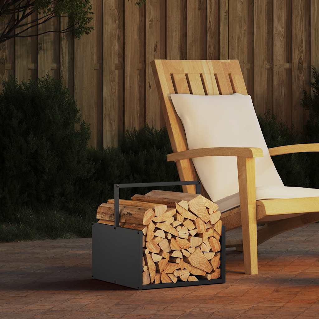 vidaXL Brandhoutrek 40x40x40 cm koudgewalst staal olijfgroen - Aashly