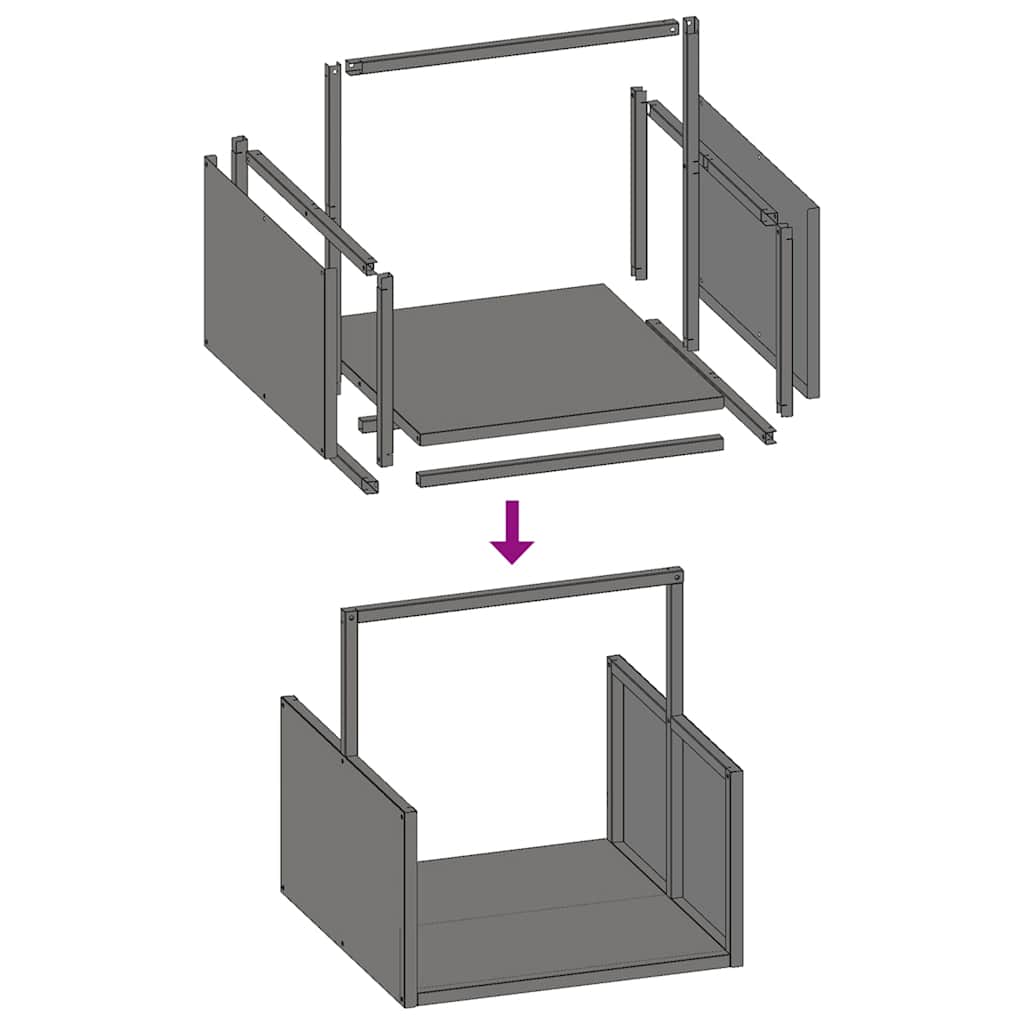 vidaXL Brandhoutrek 40x40x40 cm koudgewalst staal olijfgroen - Aashly