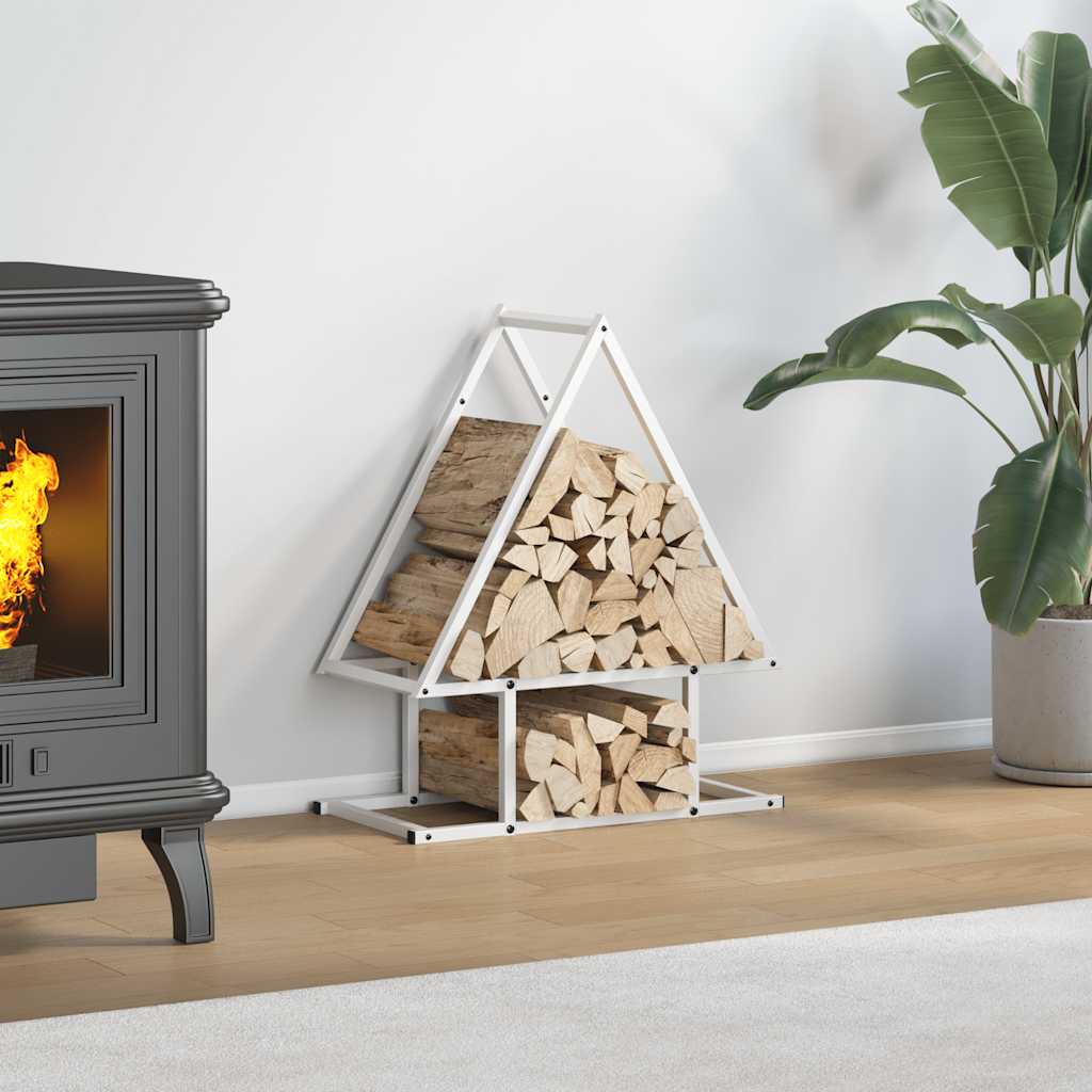 vidaXL Brandhoutrek 50x25x60 cm koudgewalst staal wit - Aashly