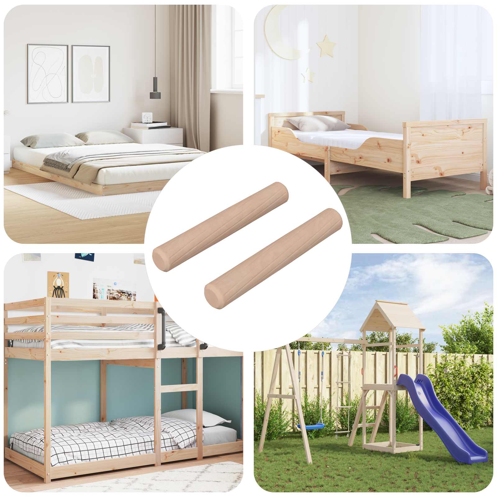 vidaXL Houten Dowels 2 pcs Naturel Ø 6 x 40 mm Massief Hout