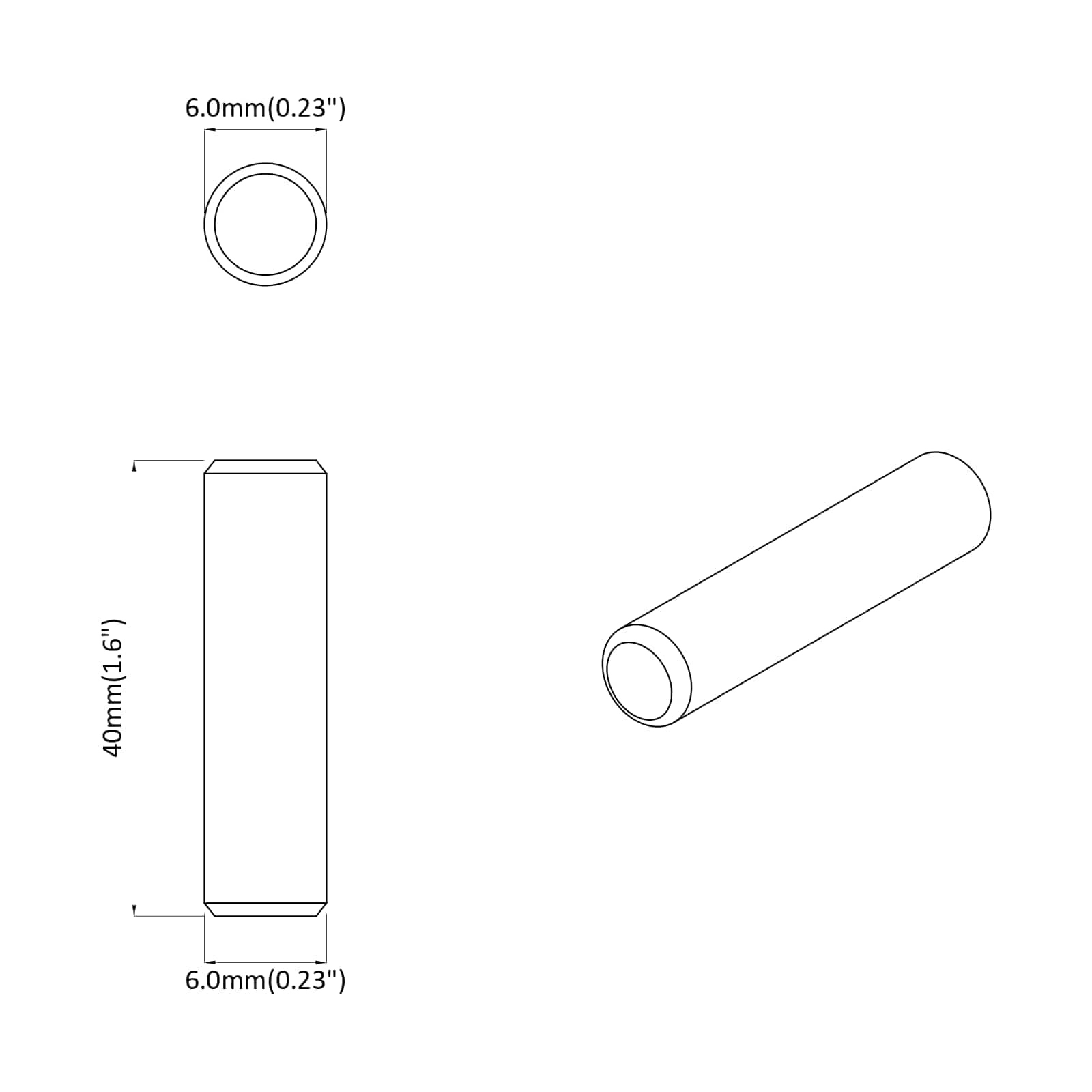 vidaXL Houten Dowels 2 pcs Naturel Ø 6 x 40 mm Massief Hout