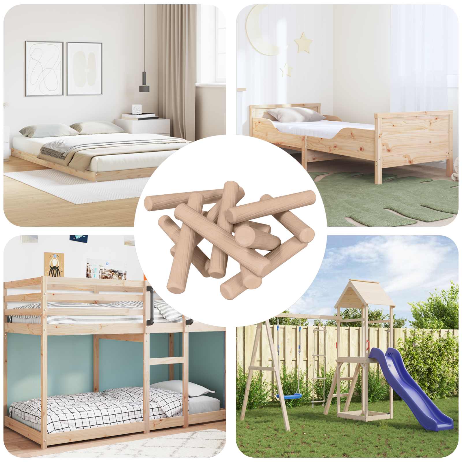 vidaXL Houten Dowels 2 pcs Naturel Ø 6 x 40 mm Massief Hout