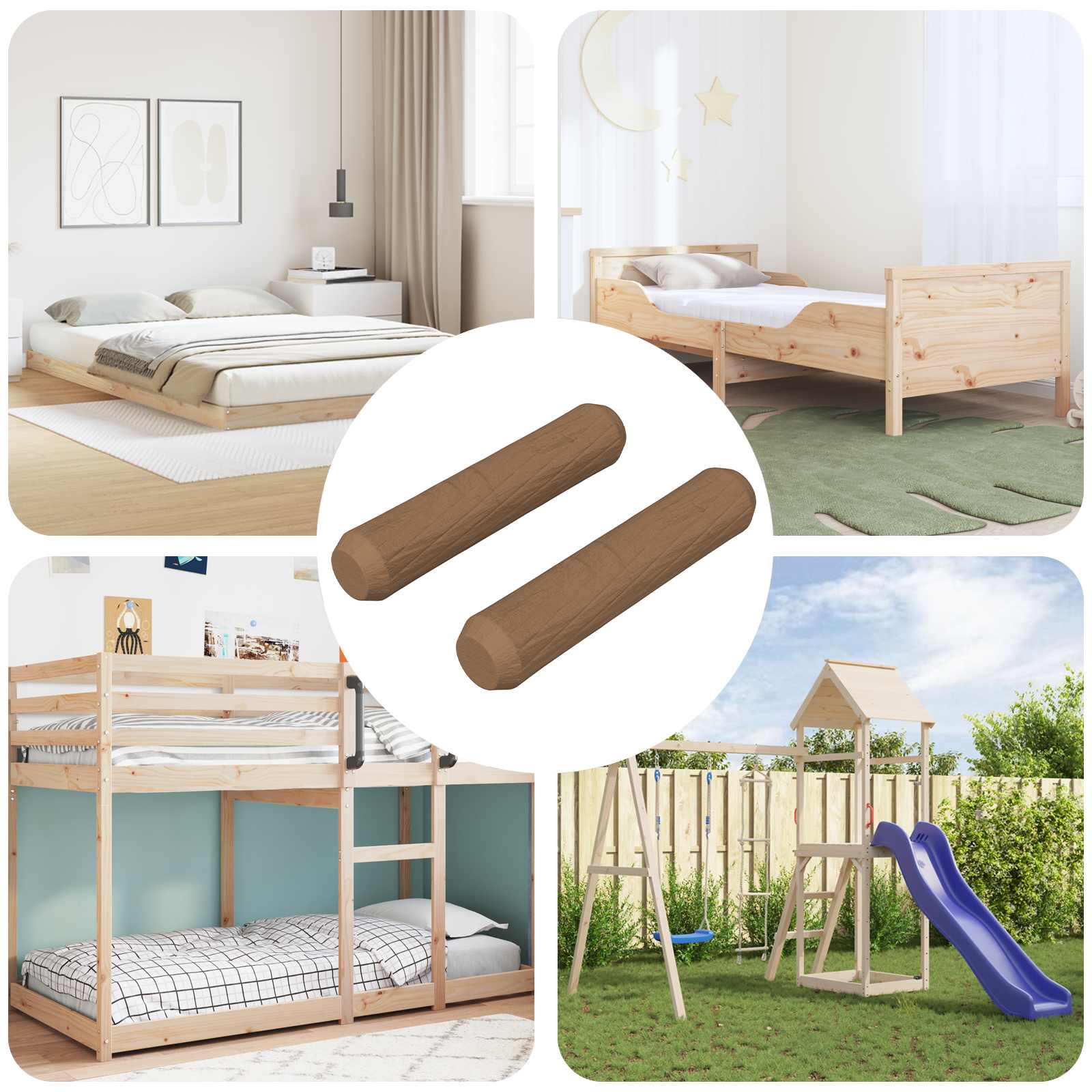 vidaXL Houten Dowels 2 pcs Naturel Ø 6 x 40 mm Massief Hout
