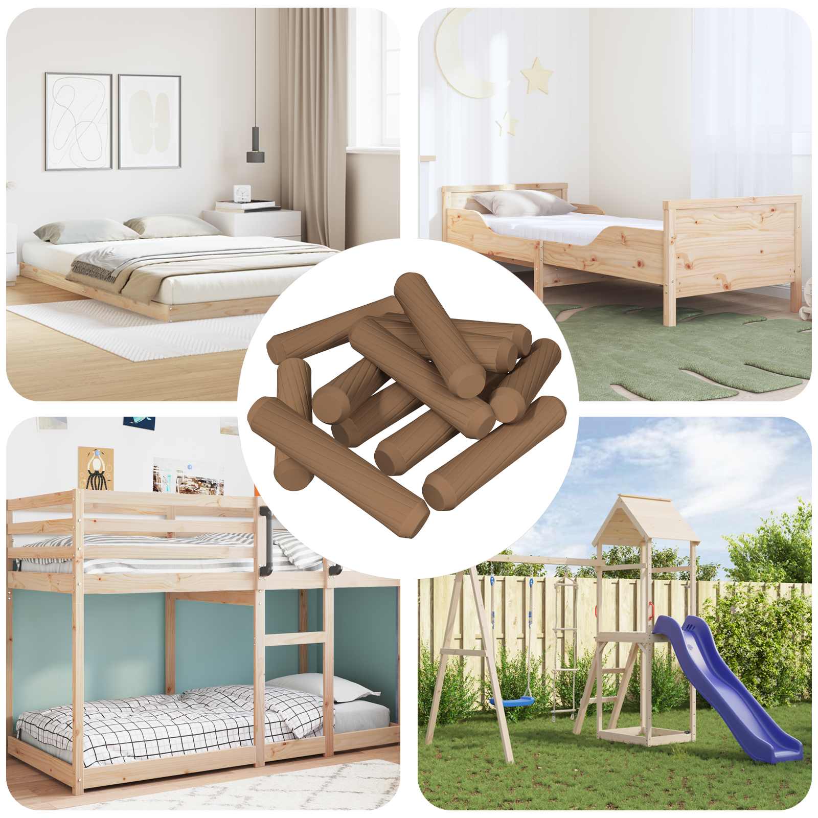 vidaXL Houten Dowels 2 pcs Naturel Ø 6 x 40 mm Massief Hout
