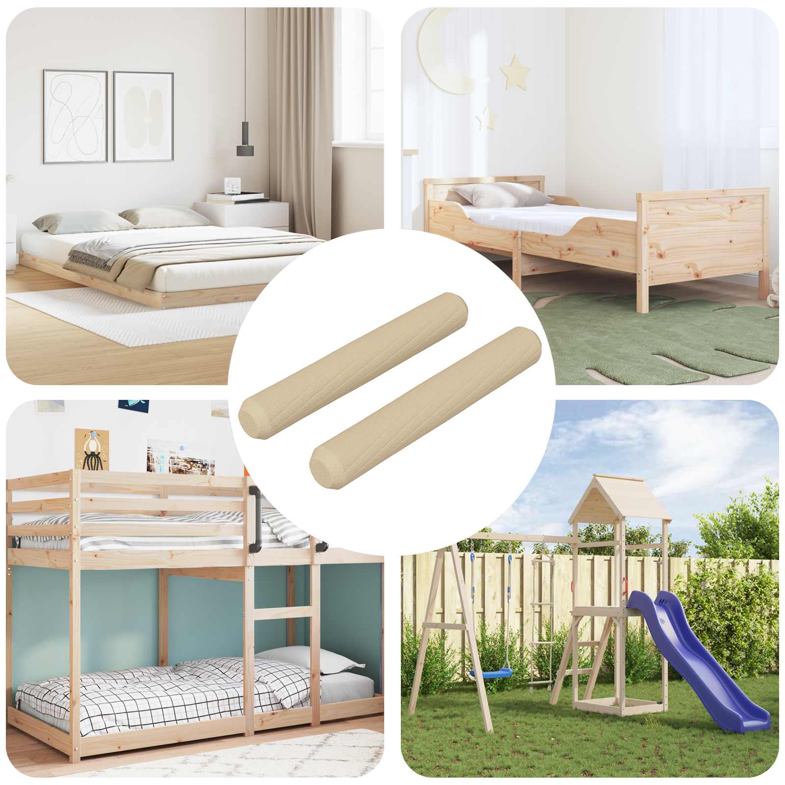 vidaXL Houten Dowels 2 pcs Naturel Ø 6 x 40 mm Massief Hout