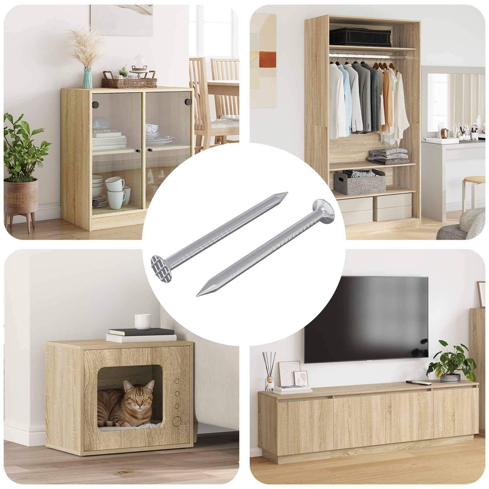 vidaXL Spijkers voor Hout 2 pcs