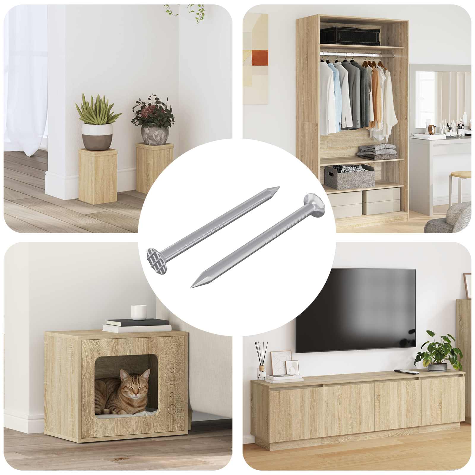 vidaXL Bevestigingsschroeven 2 pcs Zilver Metaal