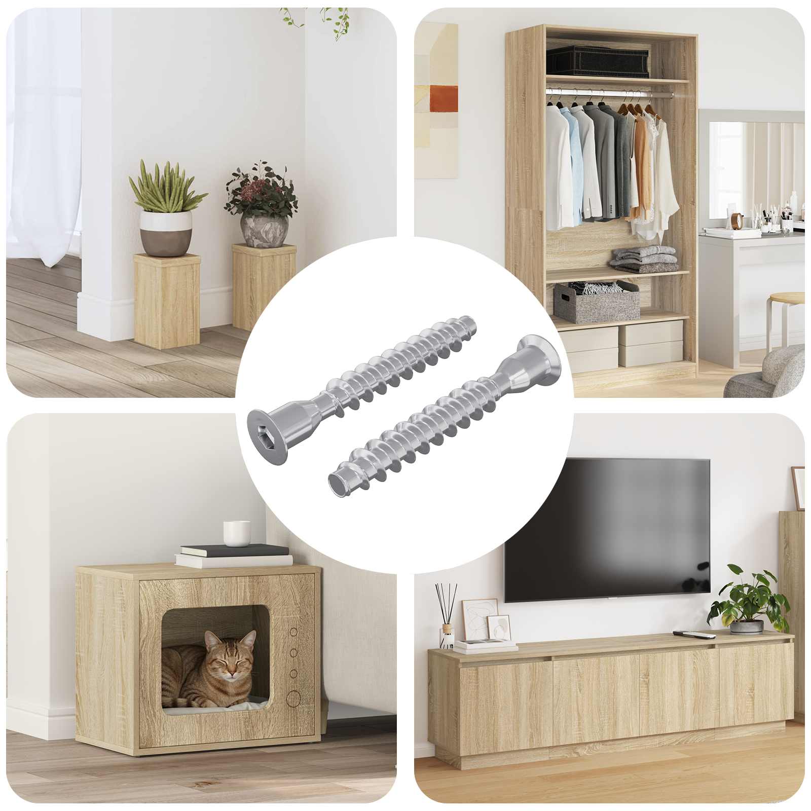 vidaXL Bevestigingsschroeven 2 pcs Zilver Metaal