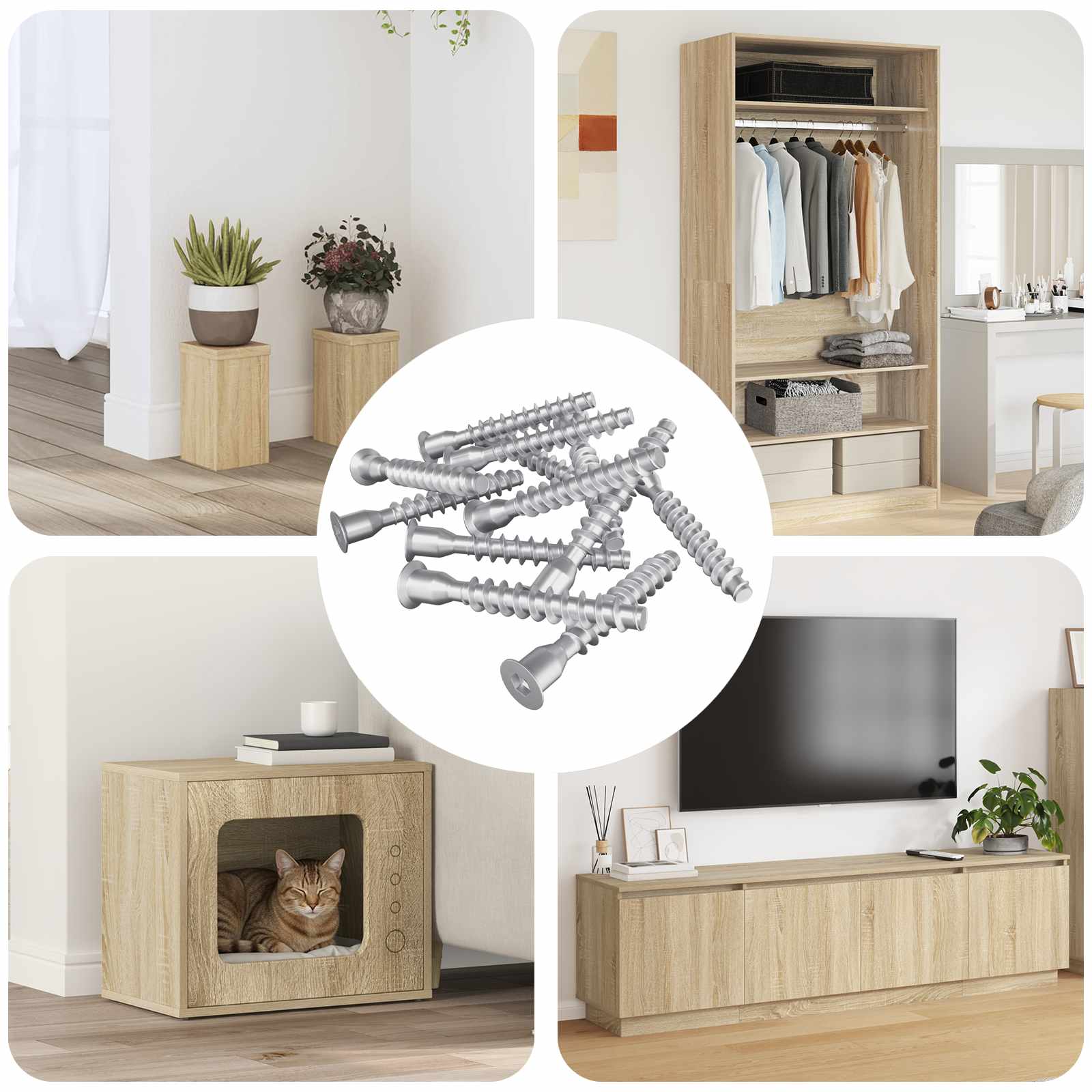 vidaXL Bevestigingsschroeven 2 pcs Zilver Metaal