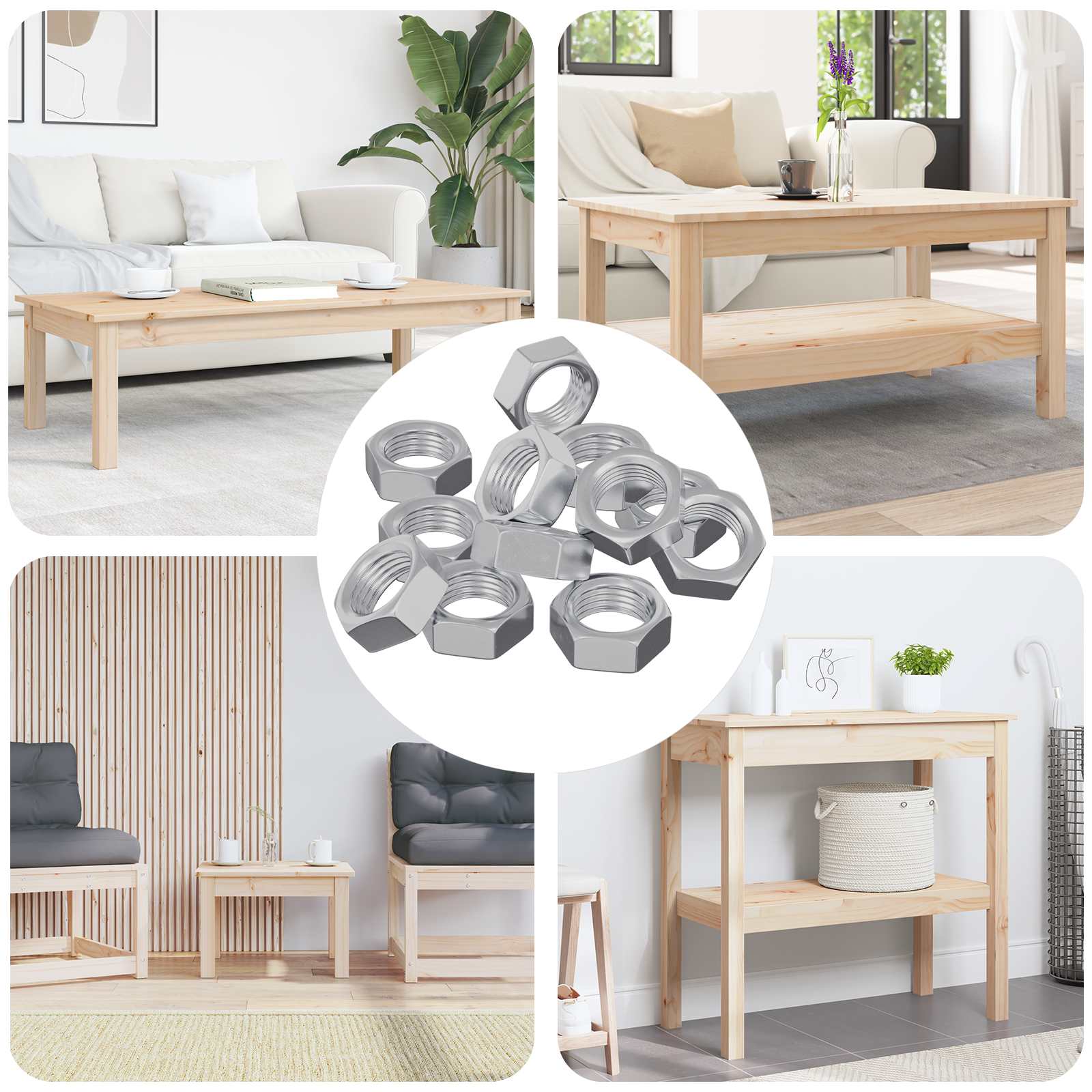 vidaXL Zeshoekige Moeren 2 pcs Zilver M6 Staal